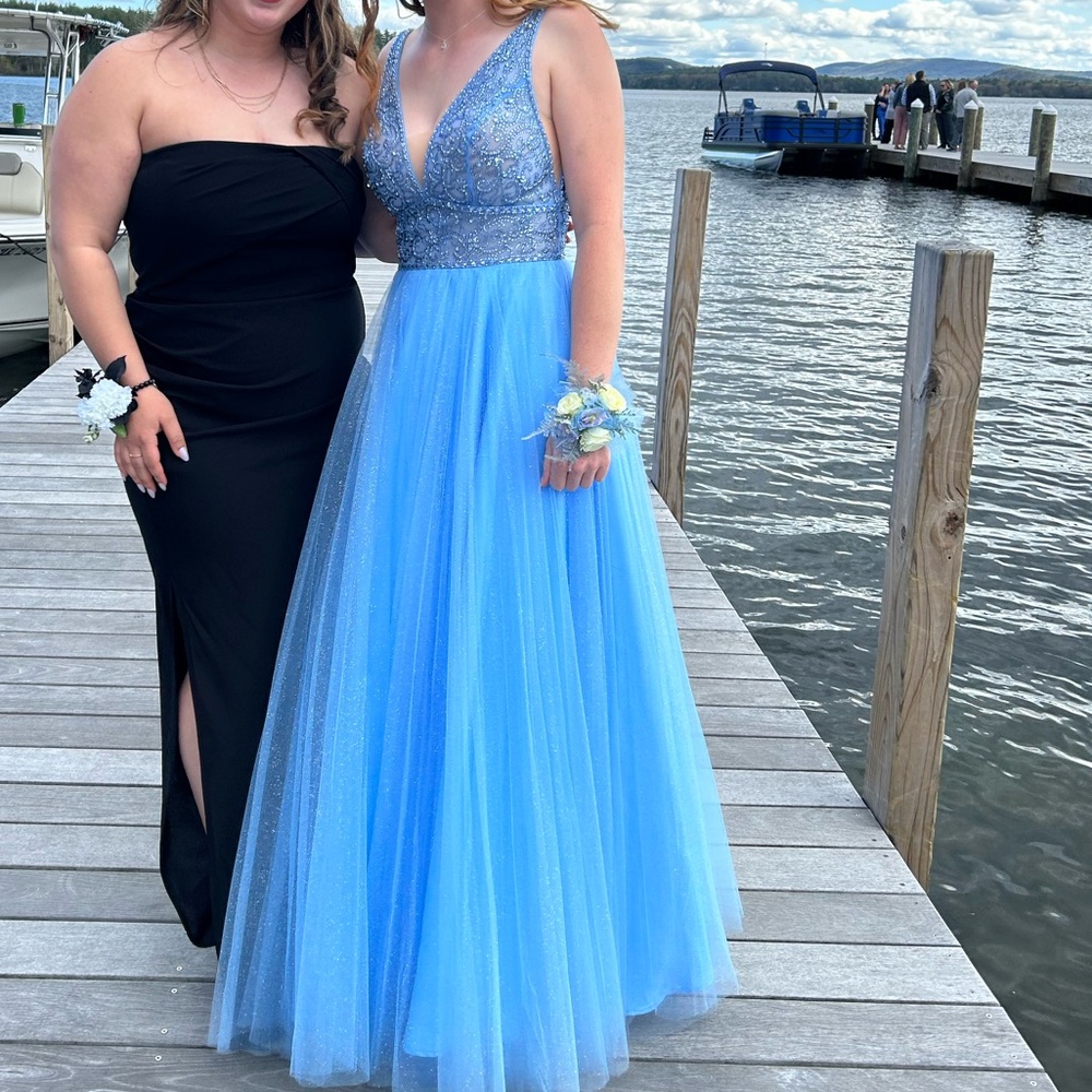 JVN by Jovani Blue Prom Dress with Shimmering Bodice